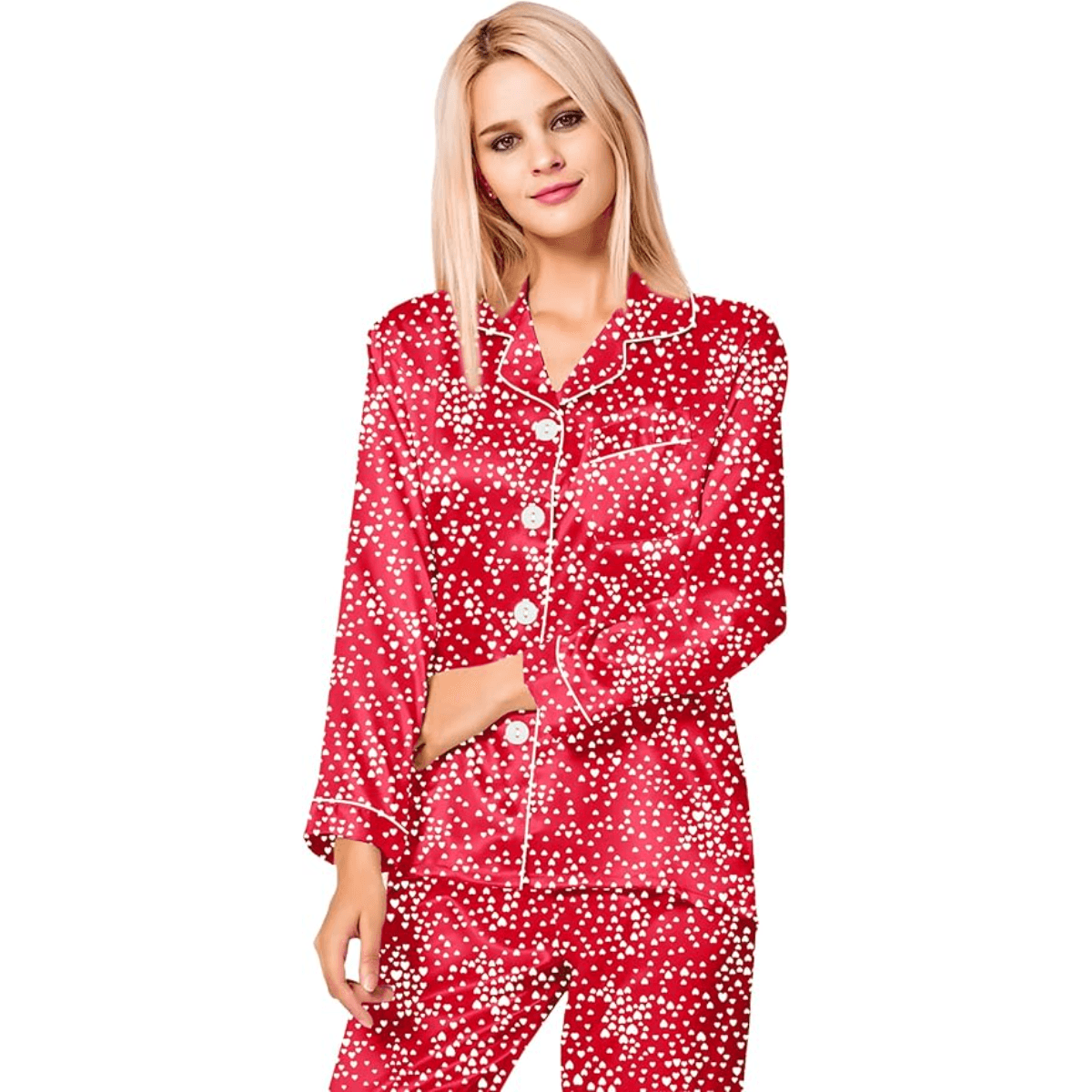 Satin Long Sleeve Pajama  - Comfortable Sleepwear and Lounge Wear-Secret Slim Wear