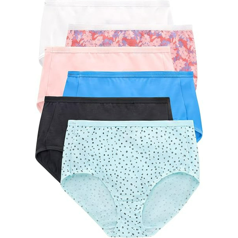 Cotton Brief Panty Pack Of 6 With High Rise Full Coverage-Secret Slim Wear