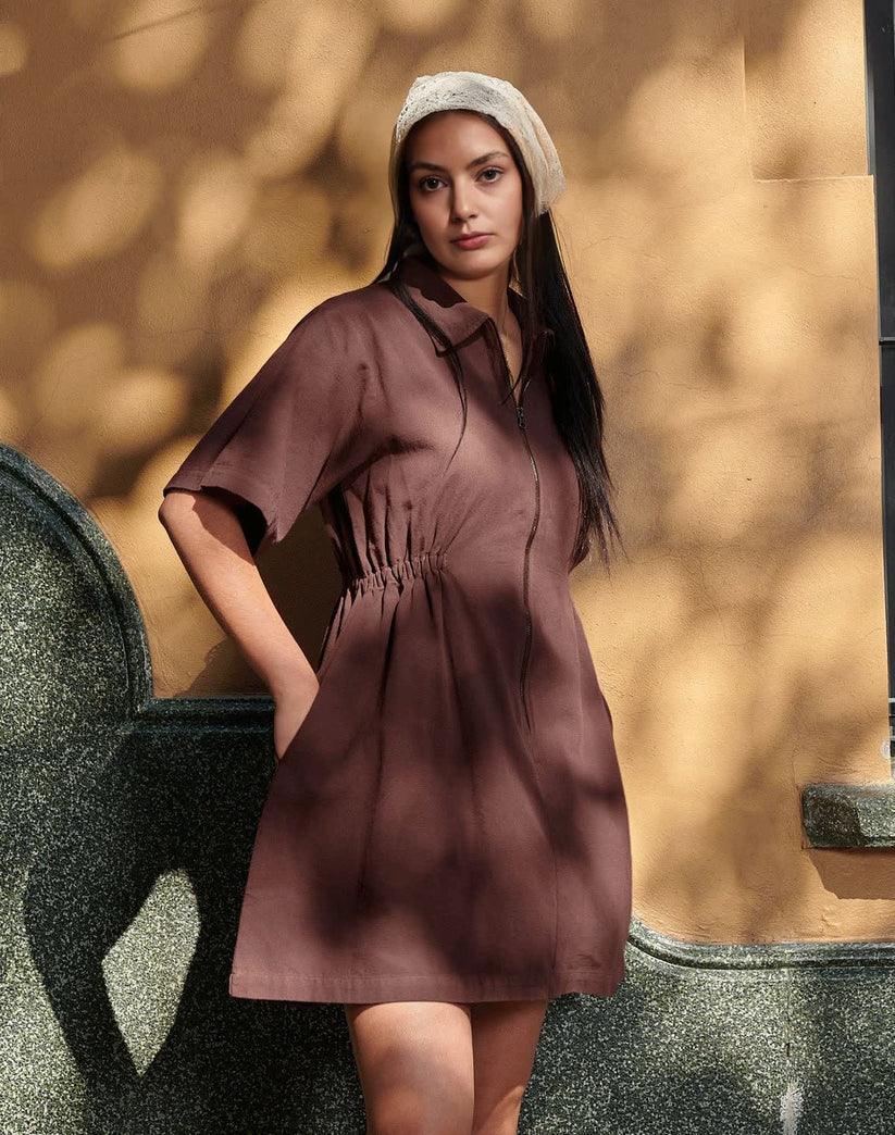 Utility Cinched Zip Dress – Stylish Comfort and Versatile Fit-Secret Slim Wear