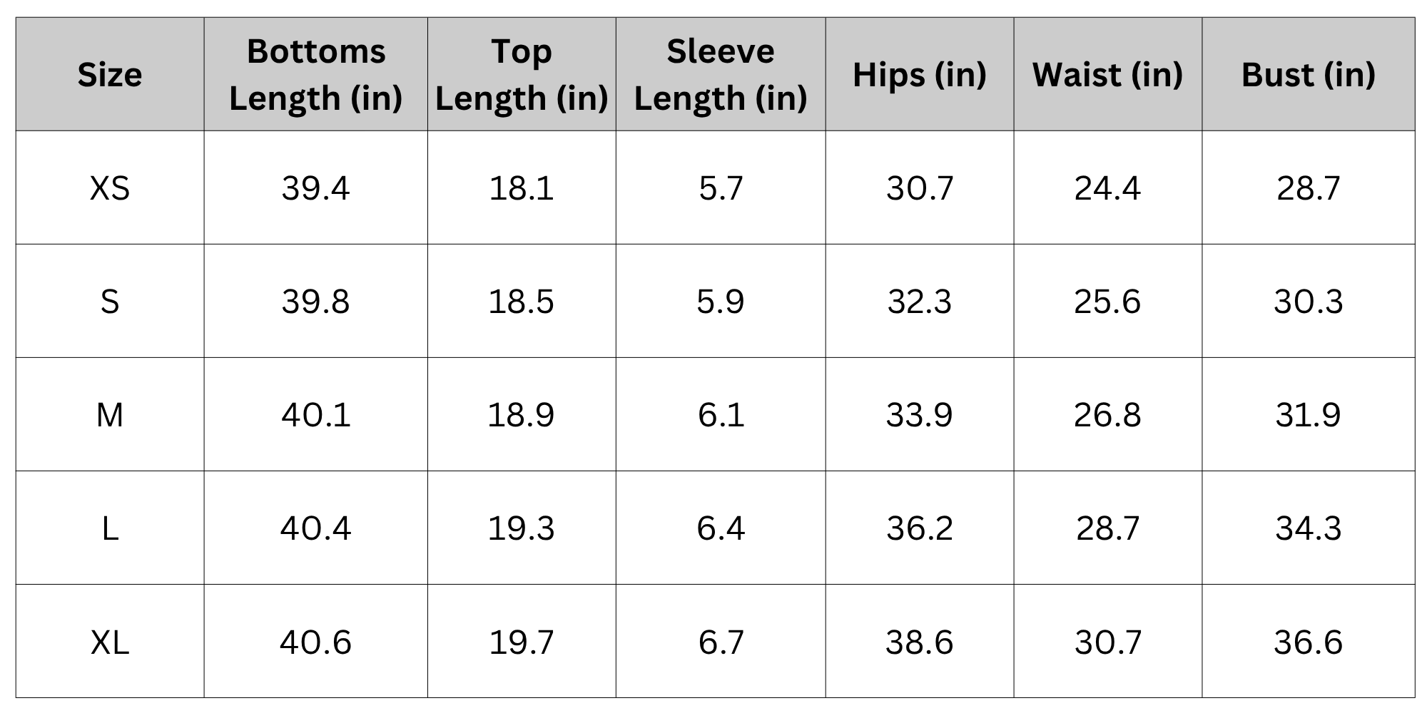 Size Chart