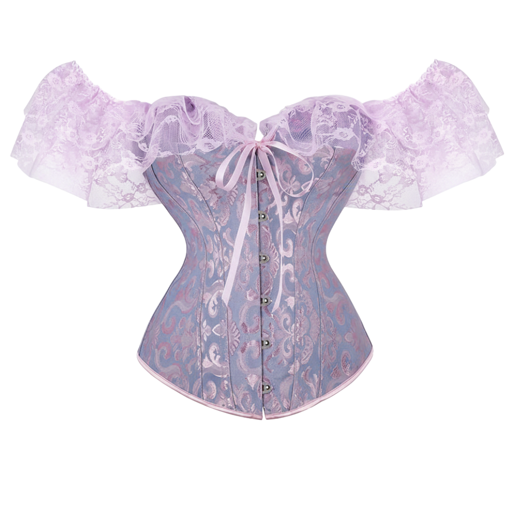 Floral Lace Off Shoulder Overbust Corset for Women
