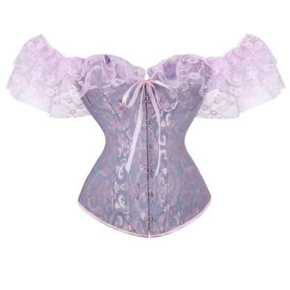 Floral Lace Off Shoulder Overbust Corset for Women
