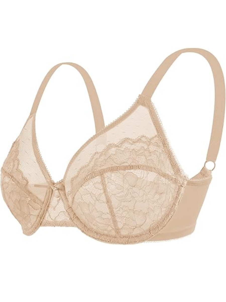 Minimizer Bra Lace With Full Coverage With Wide Strap Underwire Support-Secret Slim Wear