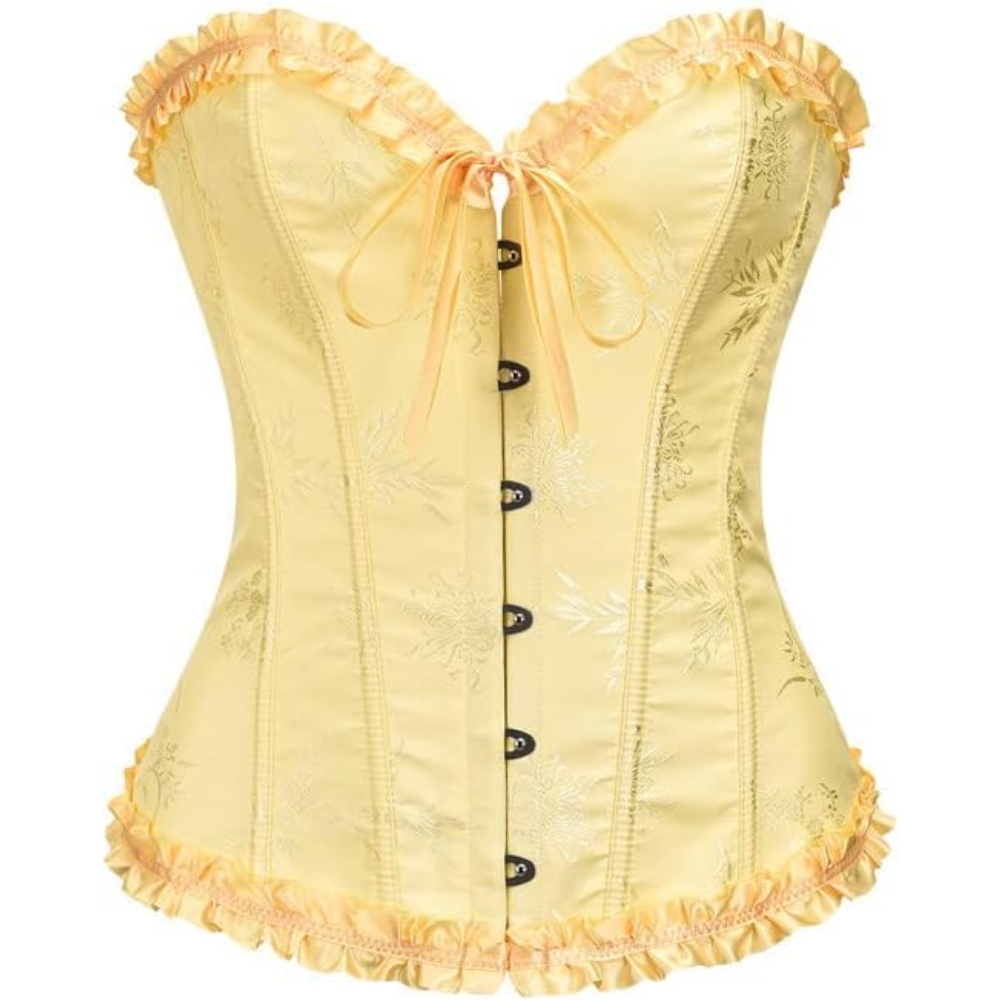 Floral Lace Up Push Up Overbust Corset Top for Women