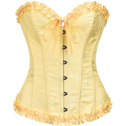 Floral Lace Up Push Up Overbust Corset Top for Women