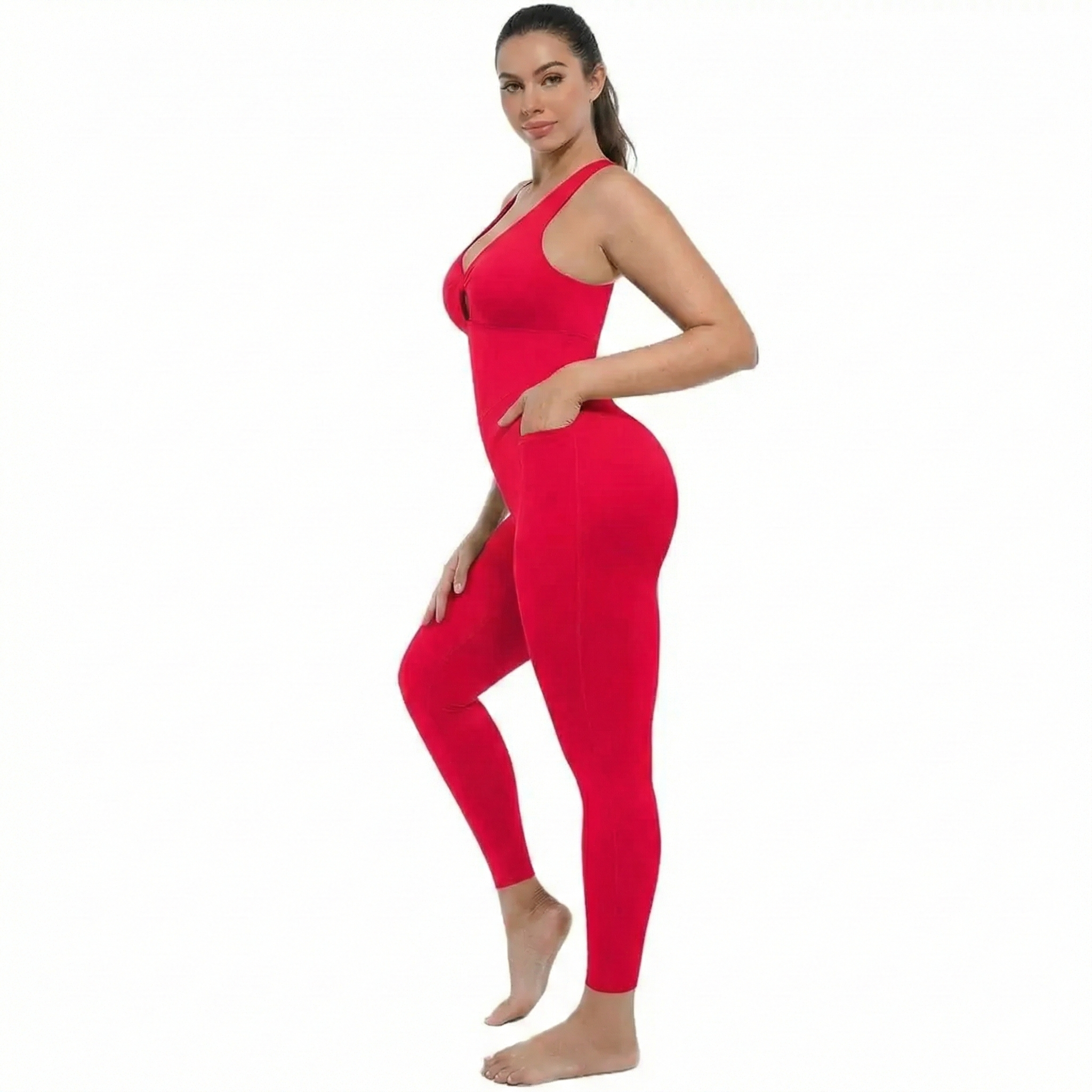 Deep V Tummy Control Jumpsuit