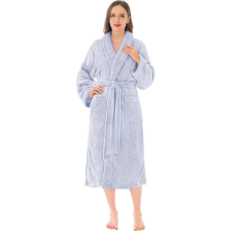 Solid Colored Plush Bathrobe – Cozy Comfort-Secret Slim Wear