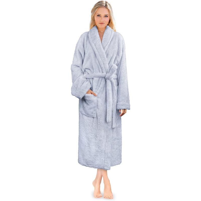 Solid Colored Plush Bathrobe – Cozy Comfort-Secret Slim Wear