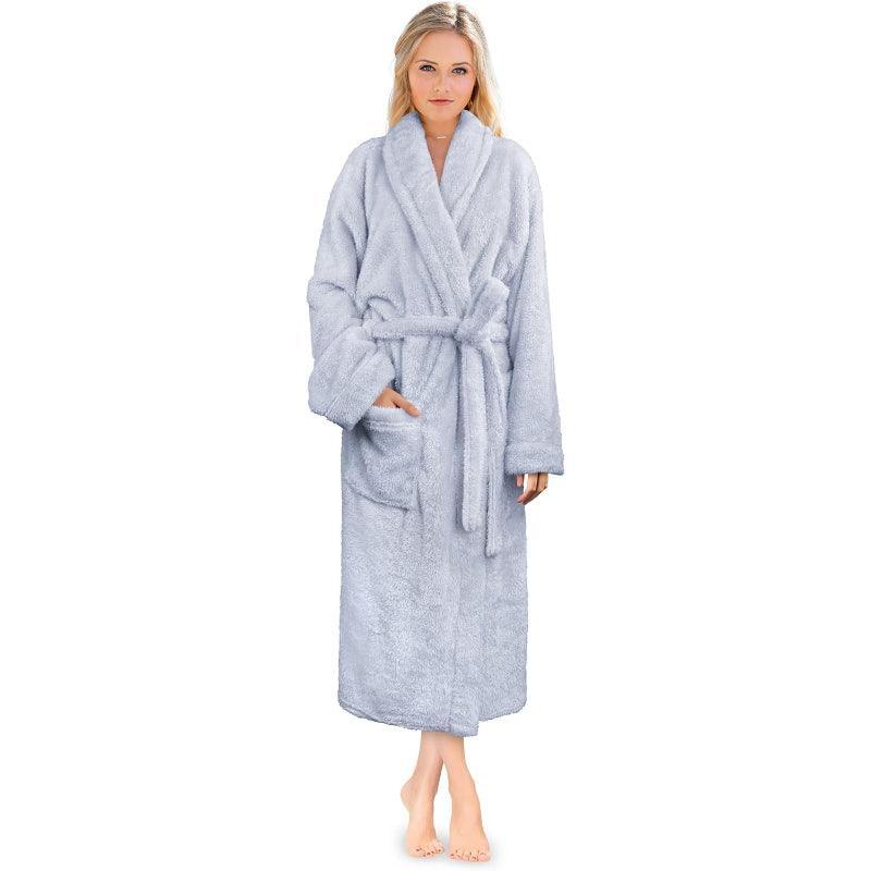 Solid Colored Plush Bathrobe – Cozy Comfort-Secret Slim Wear