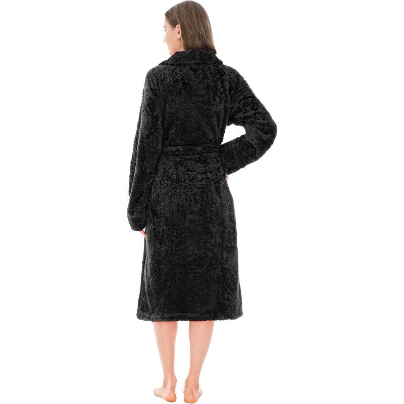 Solid Colored Plush Bathrobe – Cozy Comfort-Secret Slim Wear