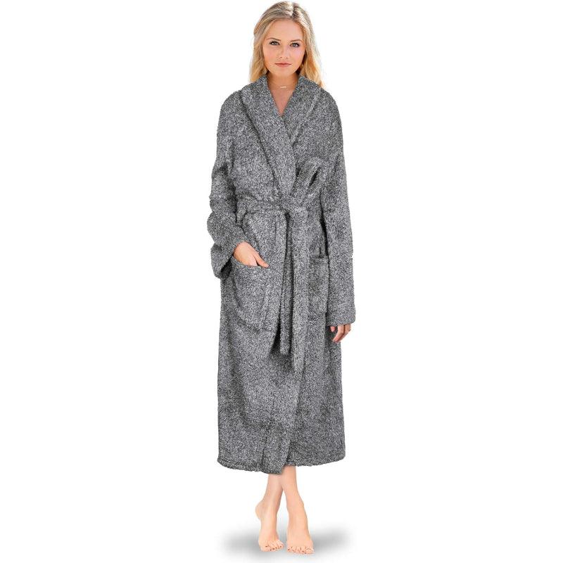 Solid Colored Plush Bathrobe – Cozy Comfort-Secret Slim Wear