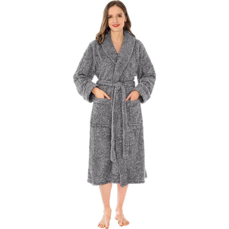 Solid Colored Plush Bathrobe – Cozy Comfort-Secret Slim Wear