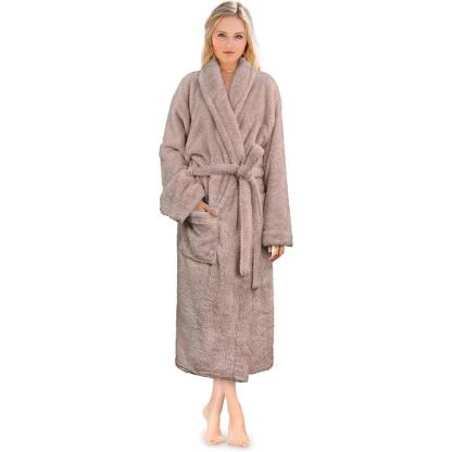 Solid Colored Plush Bathrobe – Cozy Comfort-Secret Slim Wear
