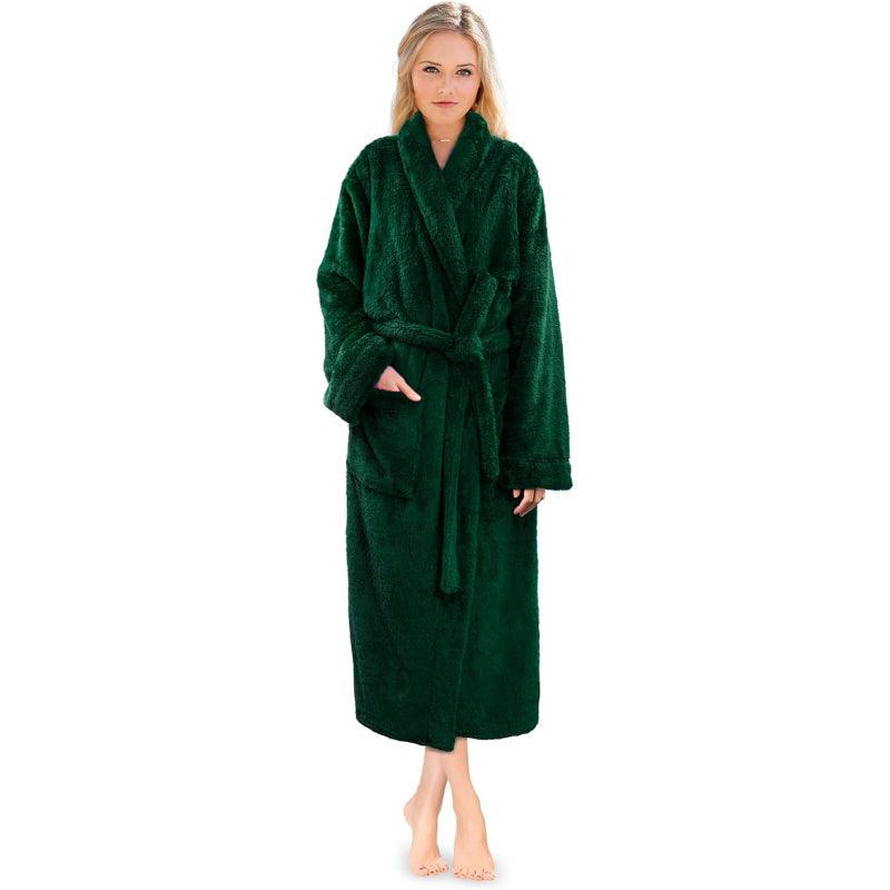 Solid Colored Plush Bathrobe – Cozy Comfort-Secret Slim Wear