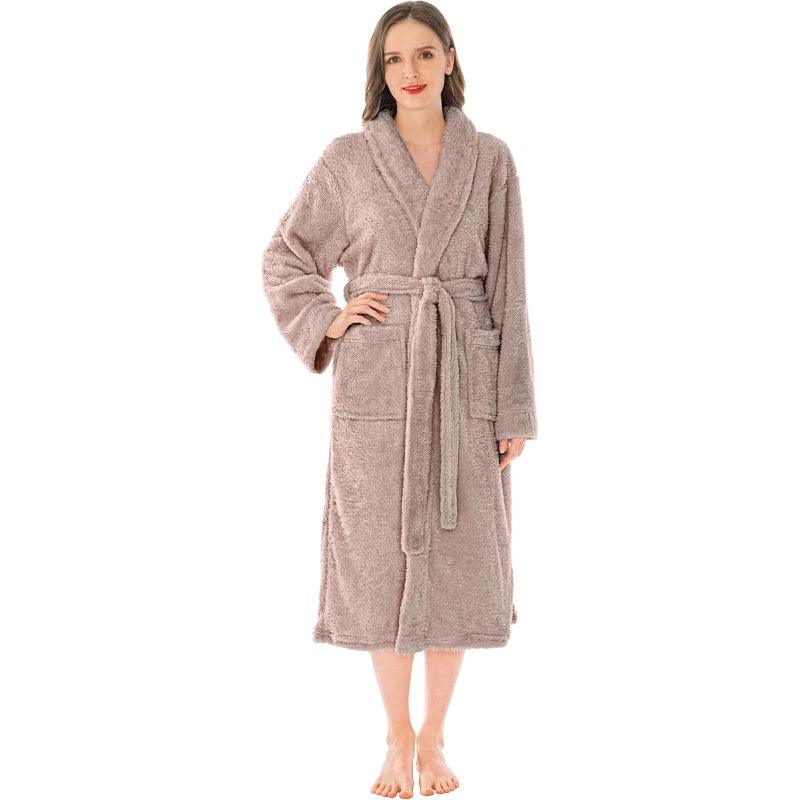 Solid Colored Plush Bathrobe – Cozy Comfort-Secret Slim Wear