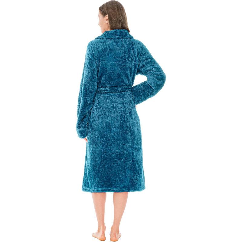 Solid Colored Plush Bathrobe – Cozy Comfort-Secret Slim Wear