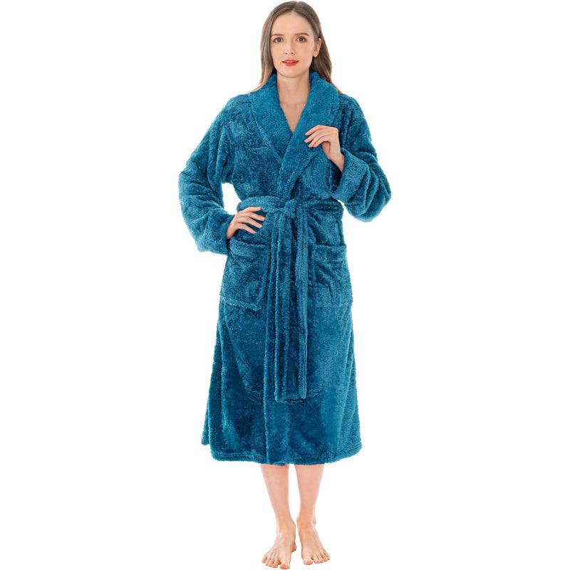 Solid Colored Plush Bathrobe – Cozy Comfort-Secret Slim Wear