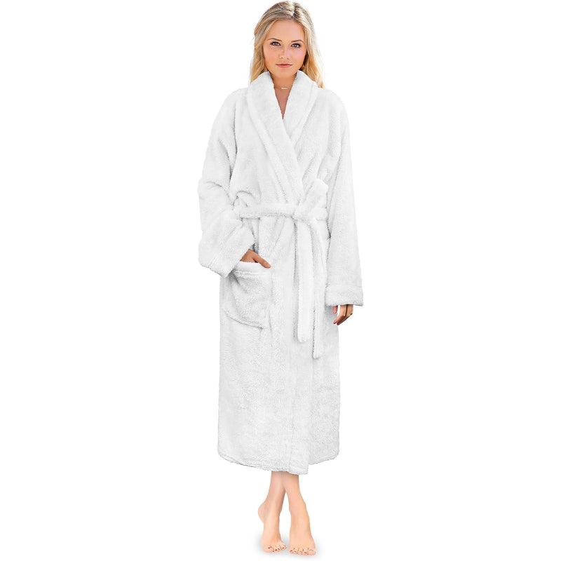 Solid Colored Plush Bathrobe – Cozy Comfort-Secret Slim Wear