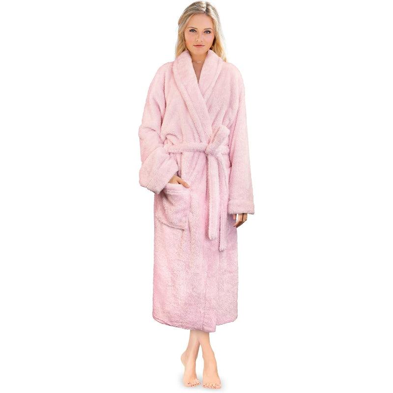 Solid Colored Plush Bathrobe – Cozy Comfort-Secret Slim Wear