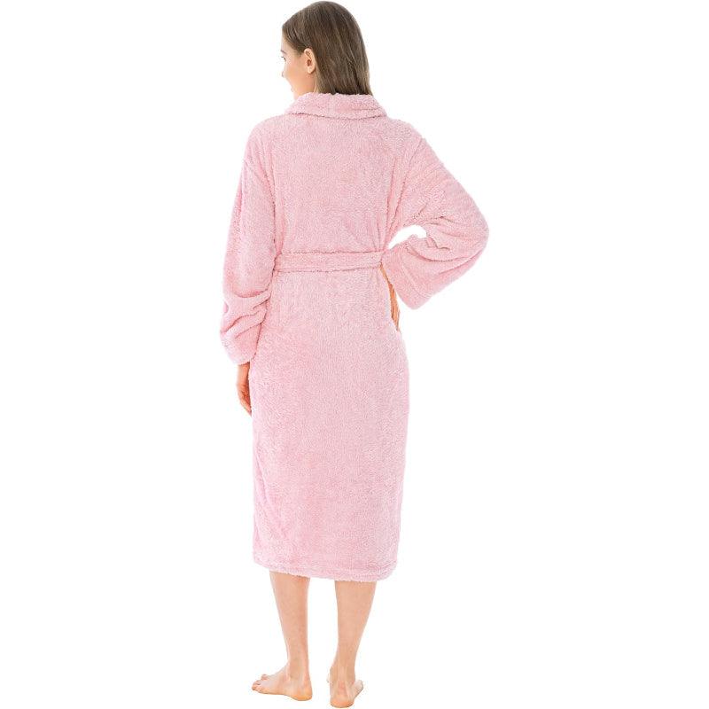 Solid Colored Plush Bathrobe – Cozy Comfort-Secret Slim Wear