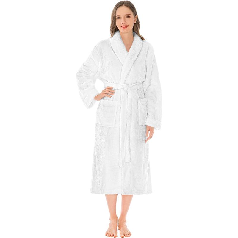 Solid Colored Plush Bathrobe – Cozy Comfort-Secret Slim Wear