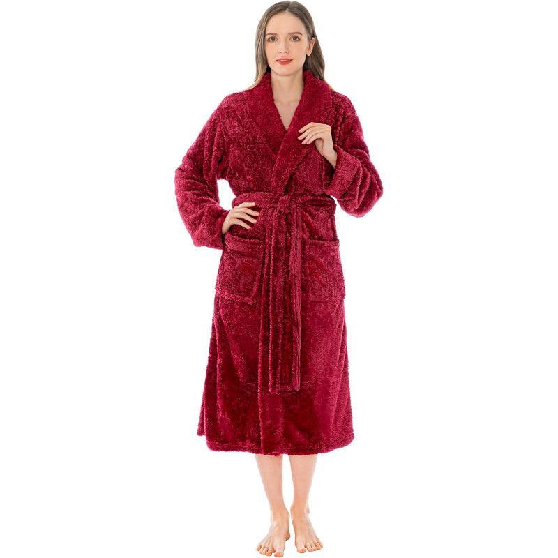 Solid Colored Plush Bathrobe – Cozy Comfort-Secret Slim Wear