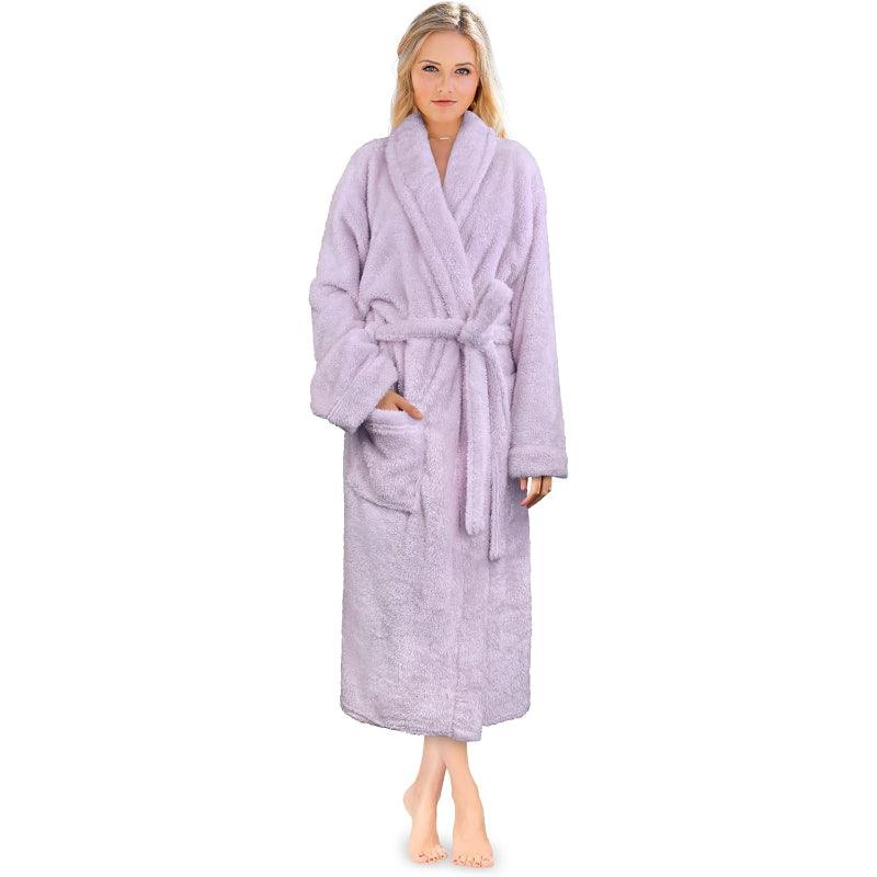 Solid Colored Plush Bathrobe – Cozy Comfort-Secret Slim Wear