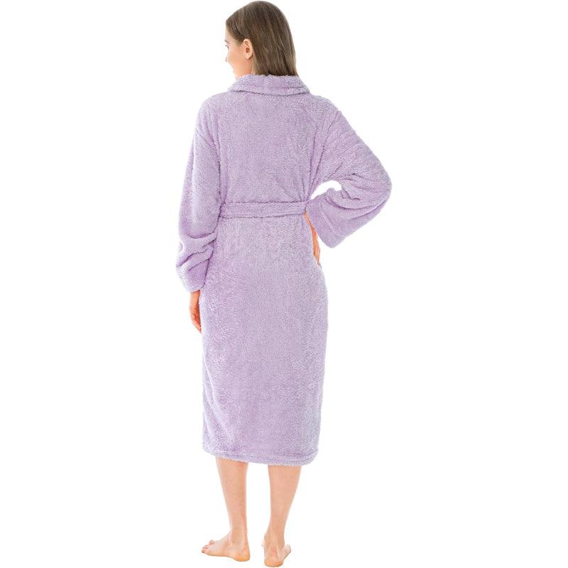 Solid Colored Plush Bathrobe – Cozy Comfort-Secret Slim Wear