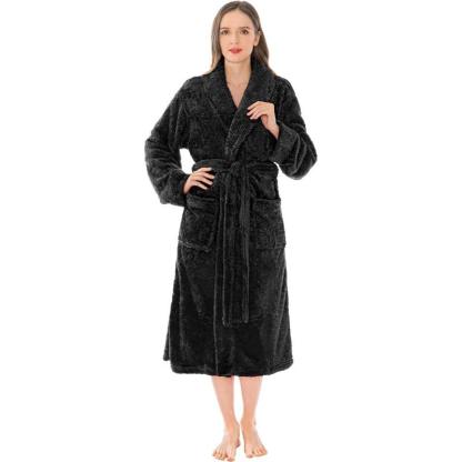 Solid Colored Plush Bathrobe – Cozy Comfort-Secret Slim Wear