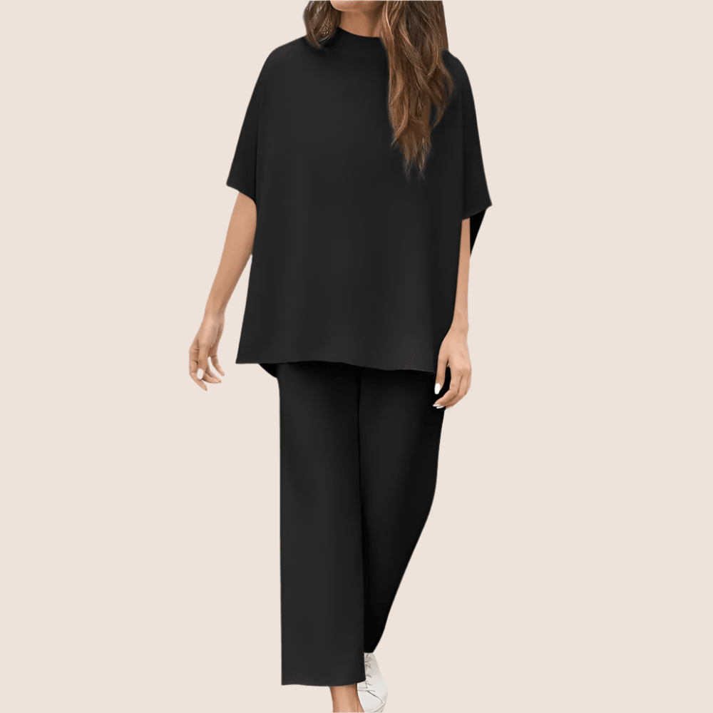 Batwing Sleeve Trousers Set – Effortless Casual Chic-Secret Slim Wear