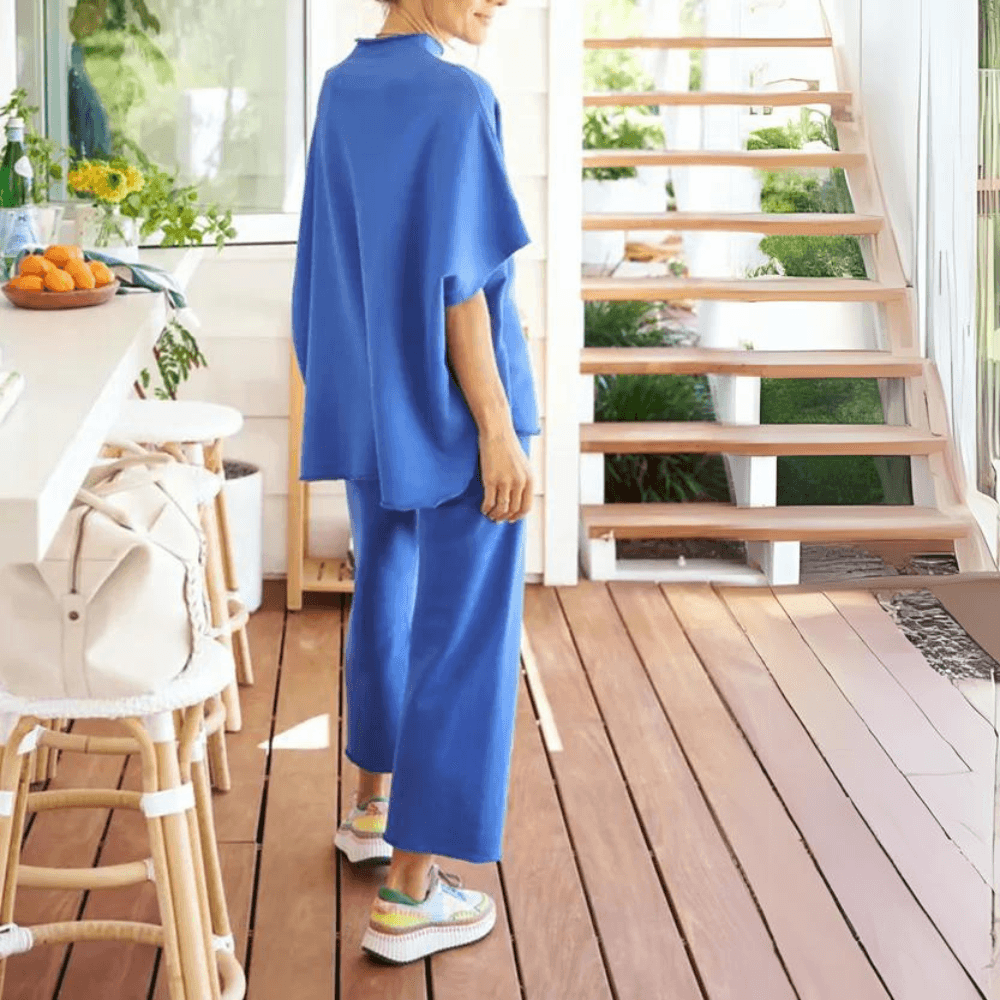 Batwing Sleeve Trousers Set – Effortless Casual Chic-Secret Slim Wear