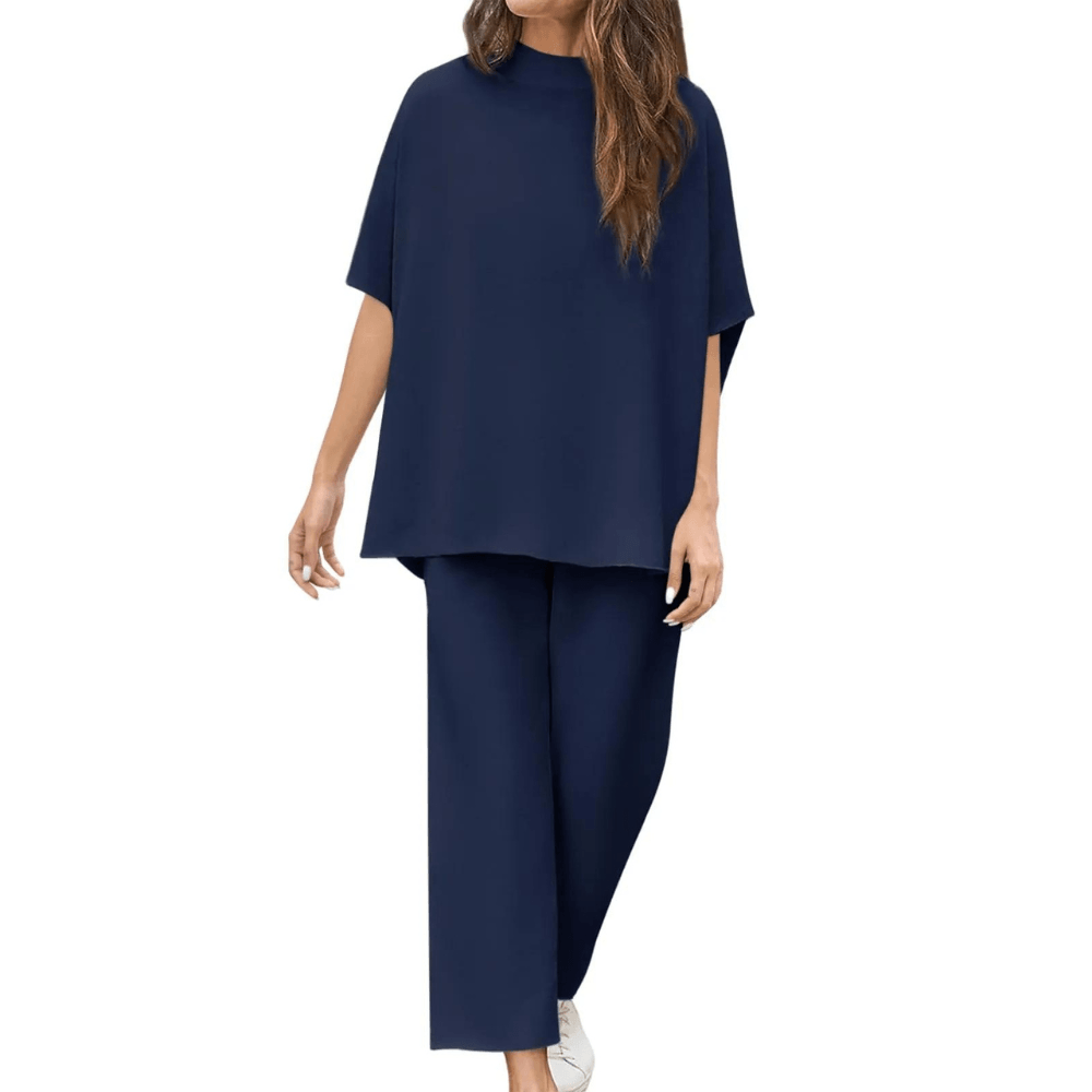 Batwing Sleeve Trousers Set – Effortless Casual Chic-Secret Slim Wear