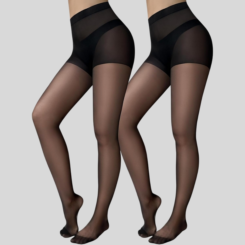Black Sheer Tights For Women With Control Top And Tummy Control