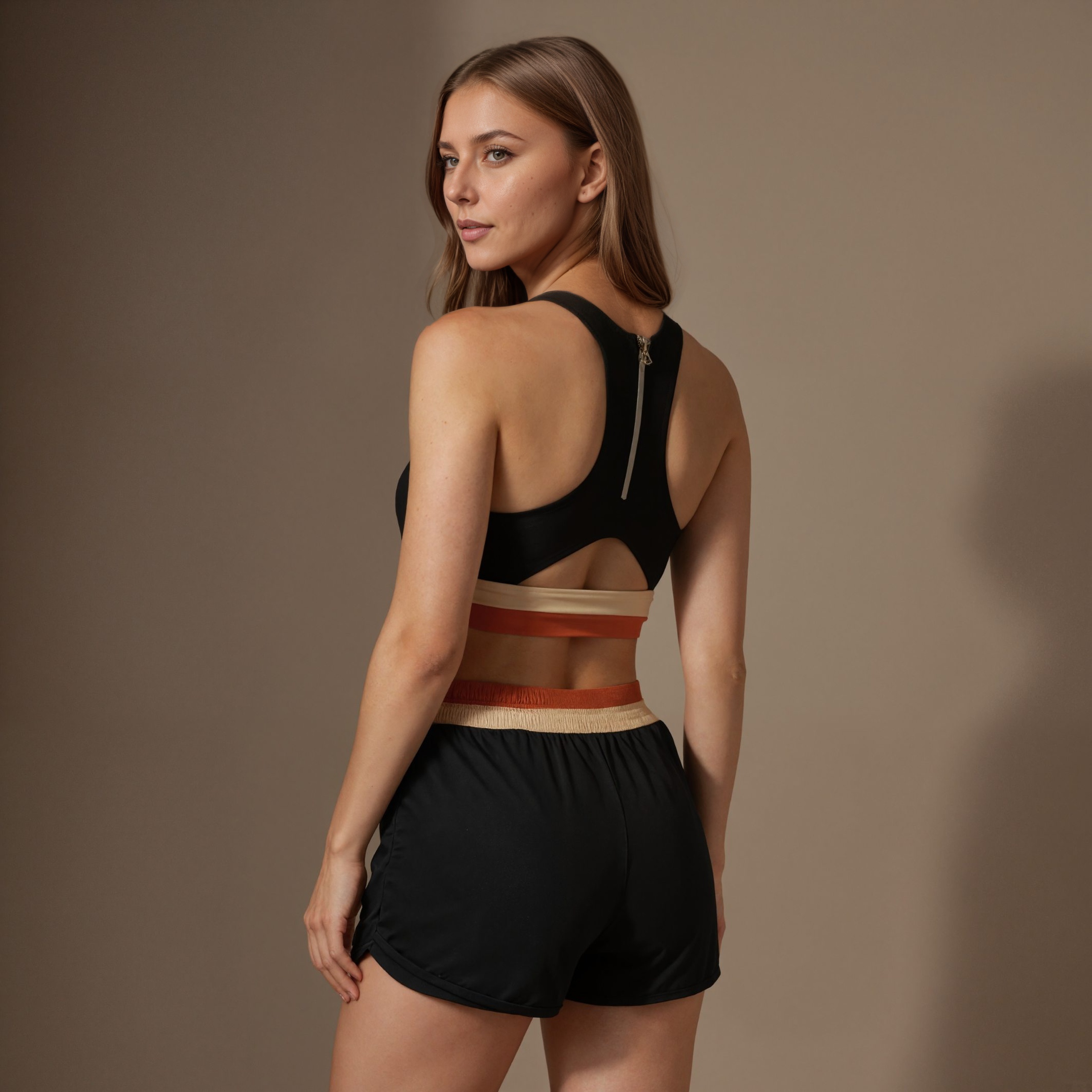 Colorblock Swim Top With Active Shorts