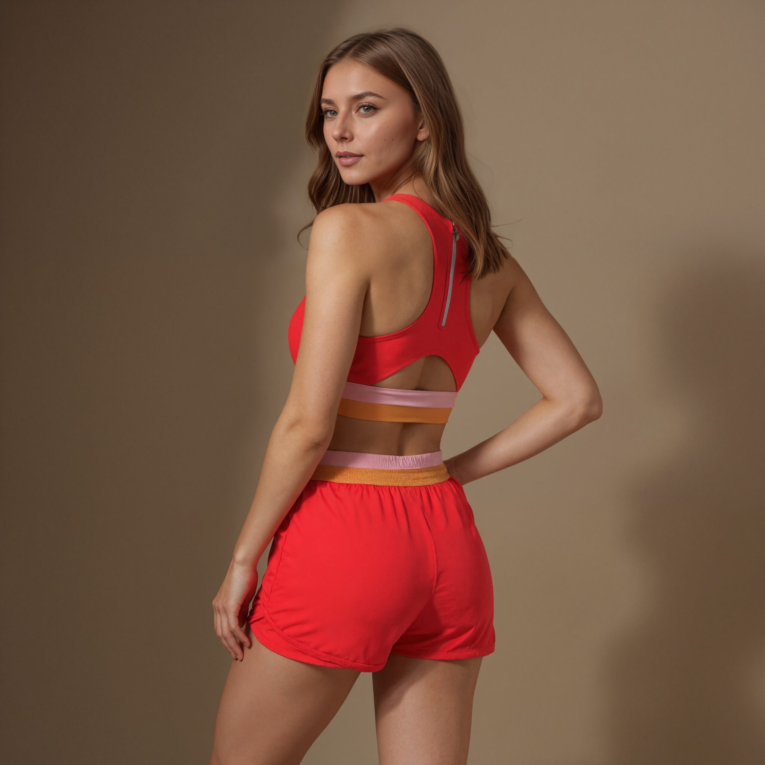 Colorblock Swim Top With Active Shorts