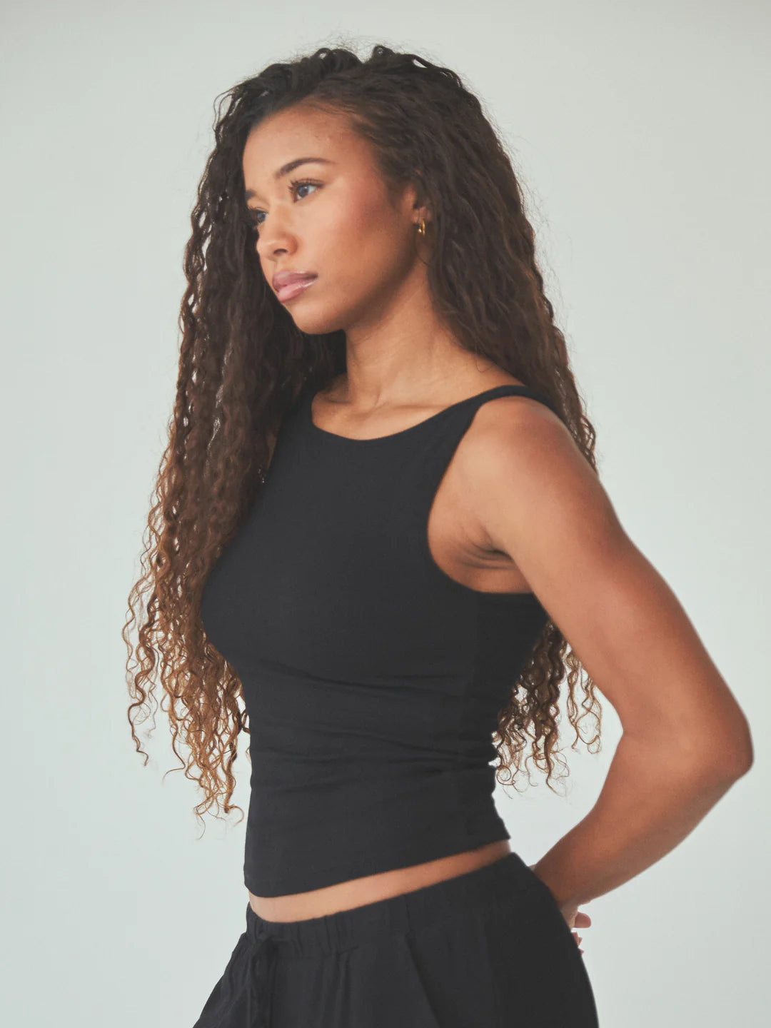 Ribbed Boat Neck Tank Top with Built-In Support-Secret Slim Wear