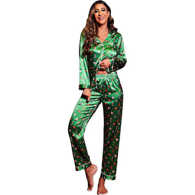 Christmas Theme Satin Pajama – Stylish and Cozy Sleepwear-Secret Slim Wear