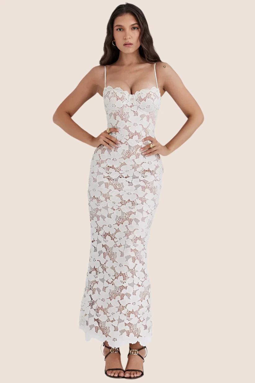 Floral Embroidery Maxi Dress – Elegant Vintage-Secret Slim Wear