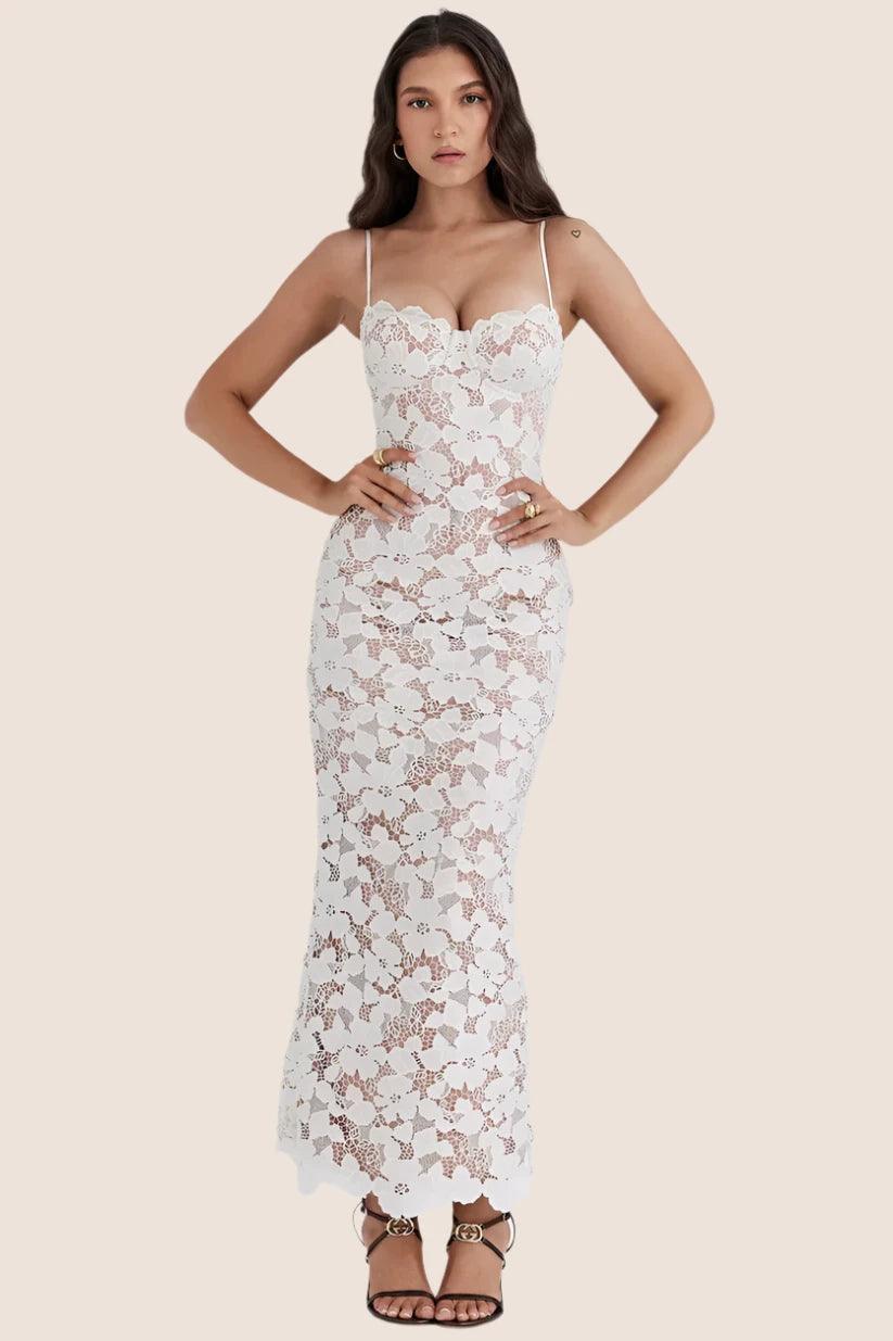 Floral Embroidery Maxi Dress – Elegant Vintage-Secret Slim Wear