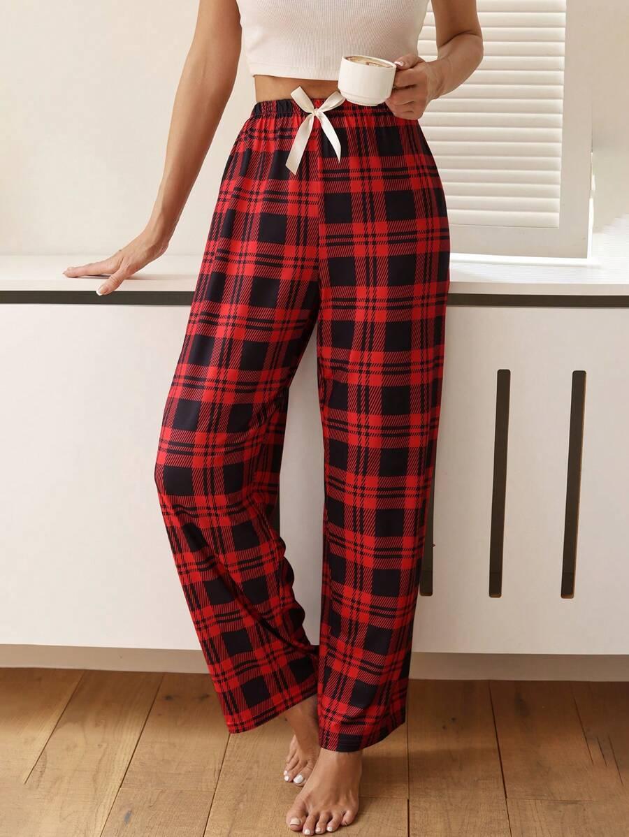 Grid Pattern Pajama Pants  –  Perfect for Lounging-Secret Slim Wear