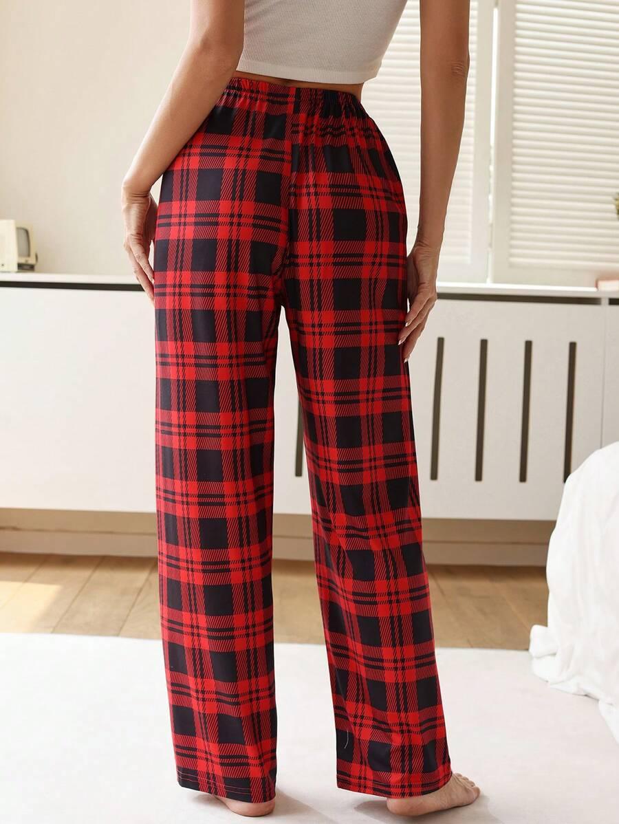 Grid Pattern Pajama Pants  –  Perfect for Lounging-Secret Slim Wear