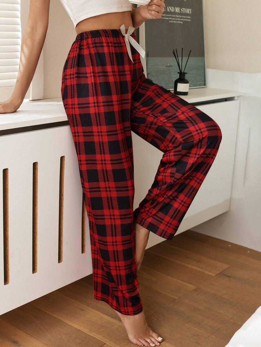 Grid Pattern Pajama Pants  –  Perfect for Lounging-Secret Slim Wear