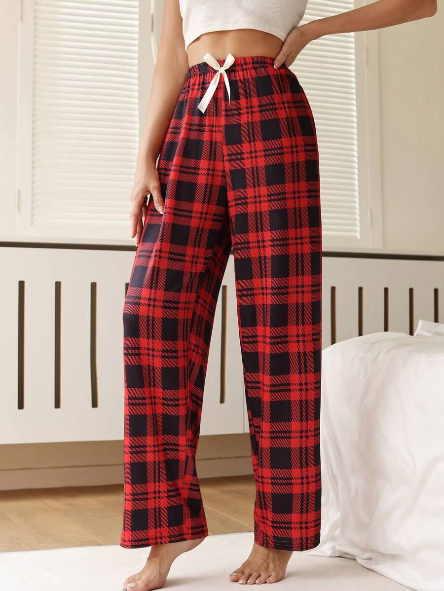 Grid Pattern Pajama Pants  –  Perfect for Lounging-Secret Slim Wear