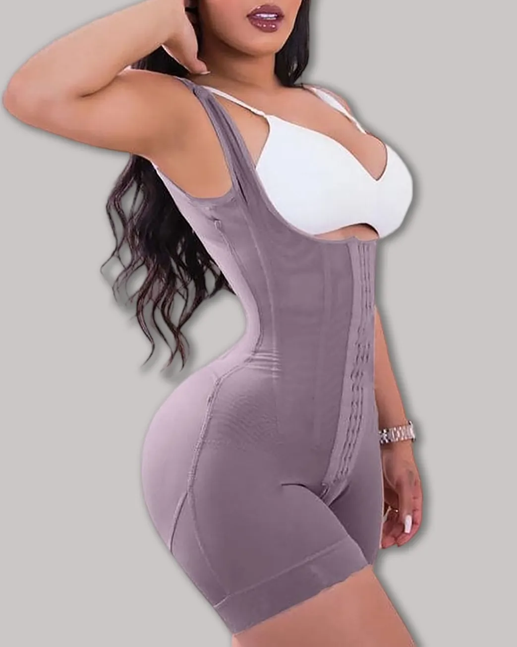 High Double Compression Garment Abdomen Control Hook And Eye Closure Tummy Control Adjustable Bodysuit