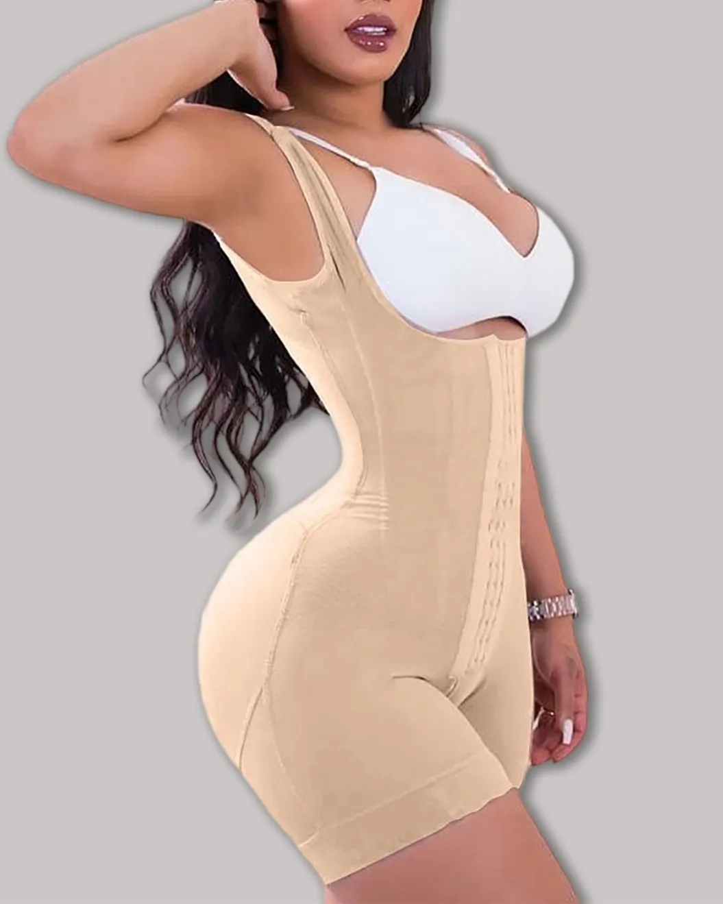 High Double Compression Garment Abdomen Control Hook And Eye Closure Tummy Control Adjustable Bodysuit