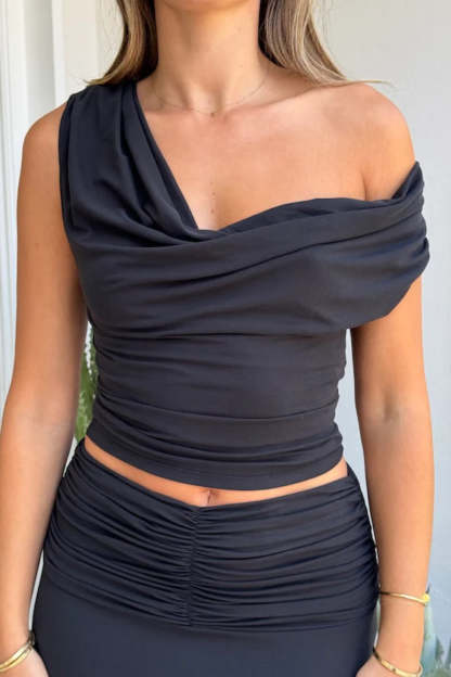 Multi-Way Draped Crop Top for Versatile Styling and Comfortable Fit-Secret Slim Wear