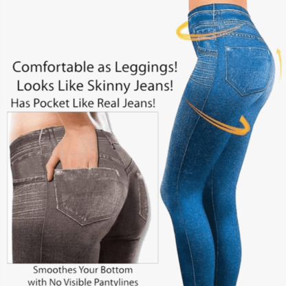 Secret Slimwear Denim Leggings – Stylish Stretch Fit Jeggings-Secret Slim Wear