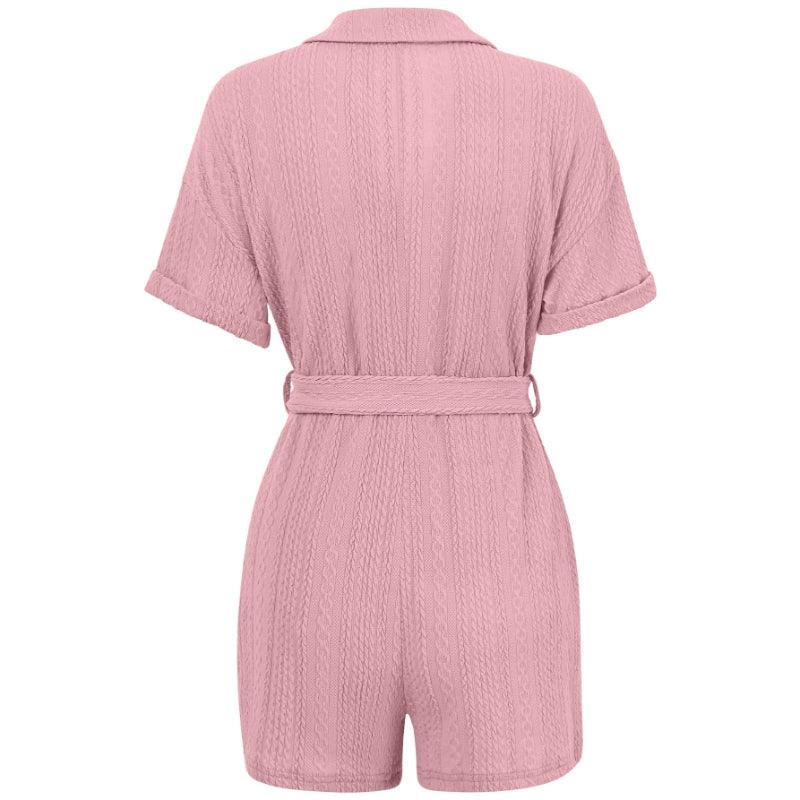 Comfy Short Sleeve Jumpsuit – Stylish Perfect for Casual Days-Secret Slim Wear