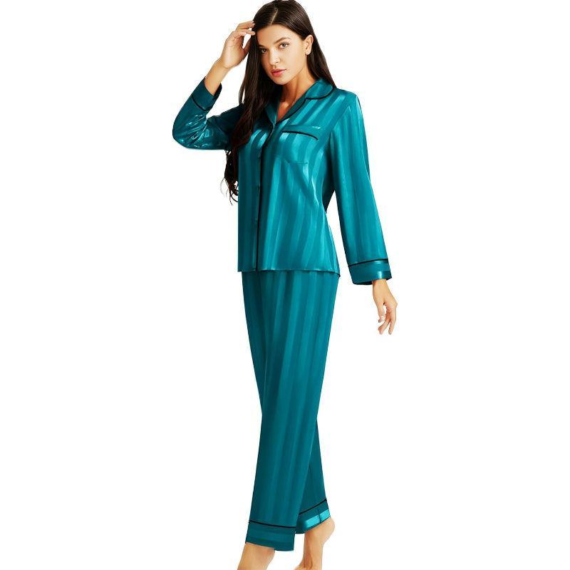 Patterned Satin Pajama Set – Comfortable Loungewear-Secret Slim Wear