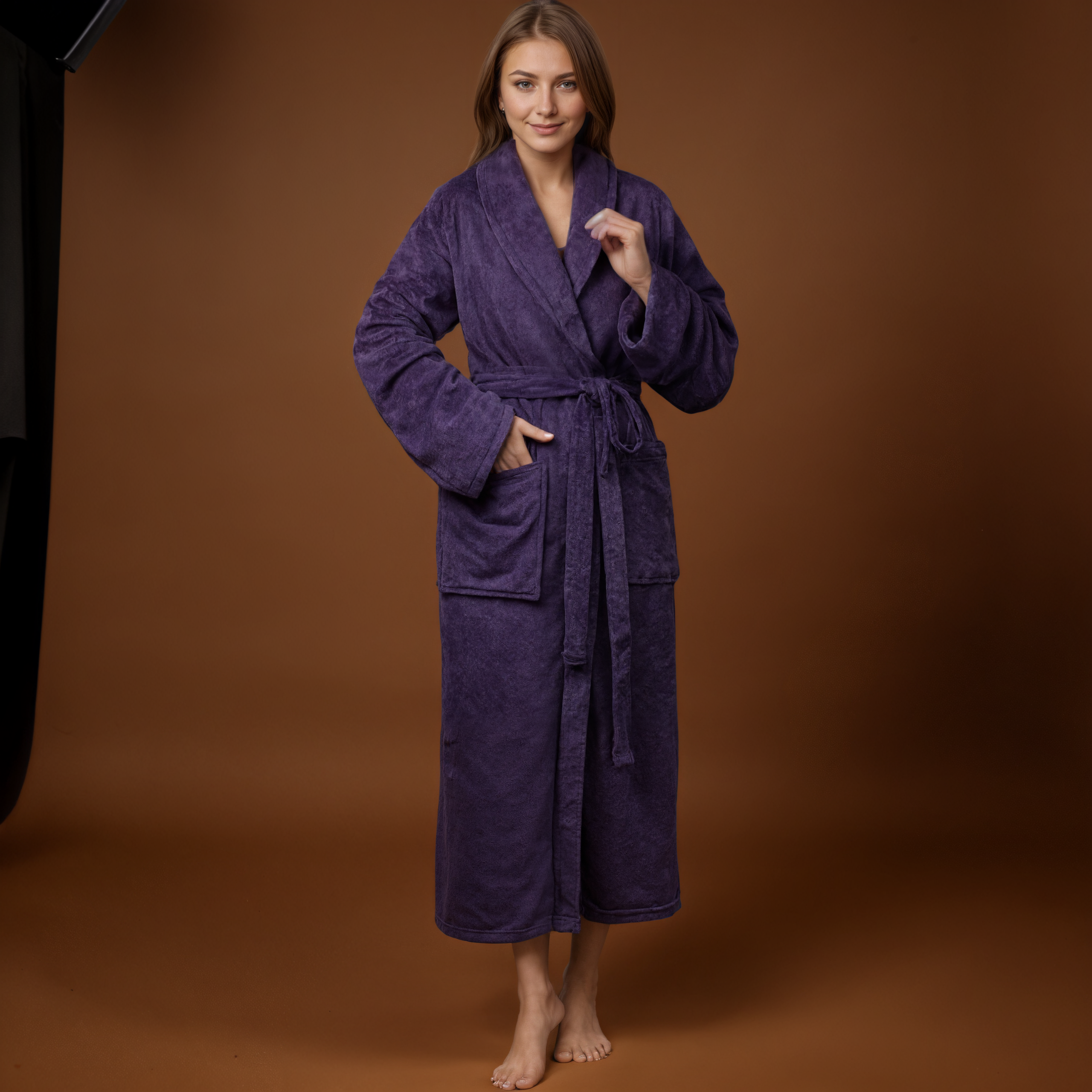 Solid Plush Wrap Robe Lounge Style